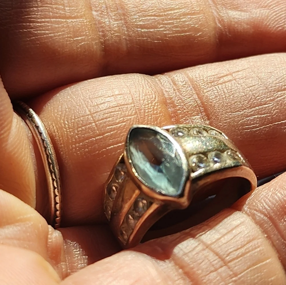 Elegant 925  Silver and Blue Women's Ring Size 7